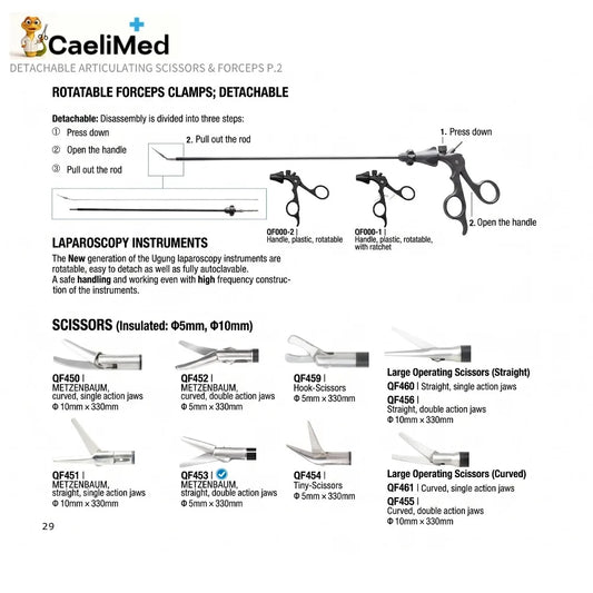 Detachable 360 Articulating Forceps and Scissors, 5mm diameter for General Surgery Practice