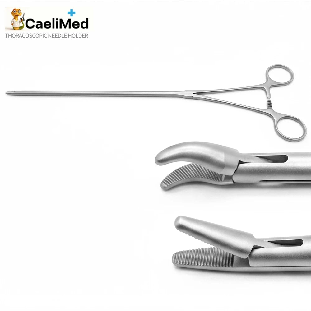 Reusable Thoracoscopic Needle Holder, Stainless Steel Thoracic Grasping Forceps for Thoracoscopy, Thoracotomy Surgery Practice