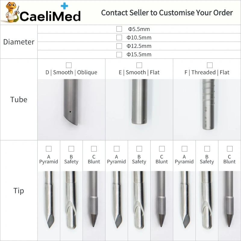 Factory Direct Heavy-Duty Reusable Laparoscopic Trocars, Autoclavable Surgical Piercing Set with Flip-Seal Anti-Gas Leak Valve