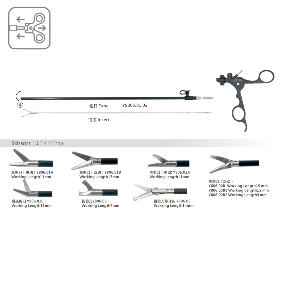 Detachable Laparoscopic Scissors Kit Compatible with Storz Durable Customized Design for Laparoscopic Minimally Invasive Surgery Training Single and Dual Action