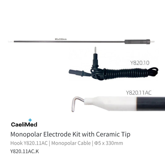 Reusable Laparoscopic L-Hook Monopolar Electrode with Ceramic Tip, 3mm 5mm Pediatric Electrosurgical Hook, Minimally Invasive