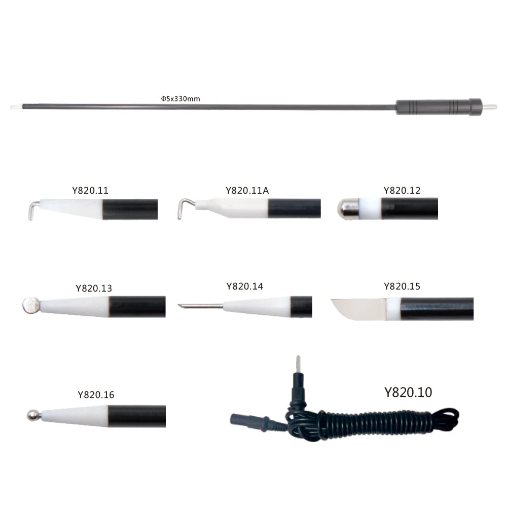 Reusable Laparoscopic L-Hook Monopolar Electrode with PFTE Tip, 3mm 5mm Pediatric Electrosurgical Hook, Minimally Invasive
