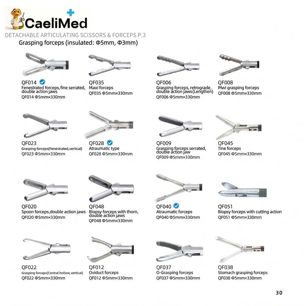 Detachable 360 Articulating Forceps and Scissors, 5mm diameter for General Surgery Practice