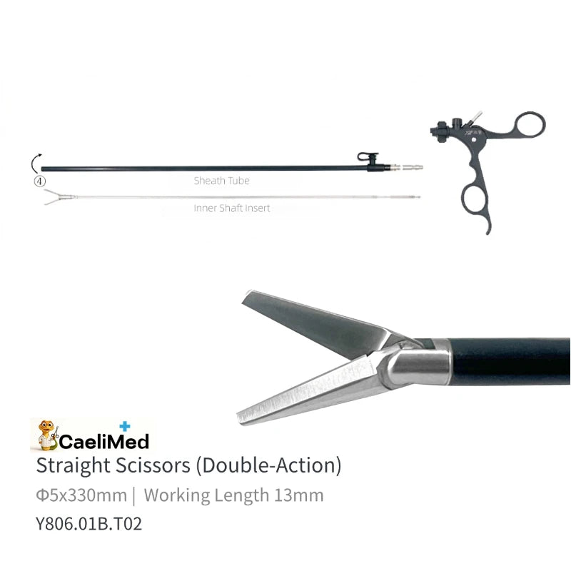 Detachable Laparoscopic Scissors Kit Compatible with Storz Durable Customized Design for Laparoscopic Minimally Invasive Surgery Training Single and Dual Action