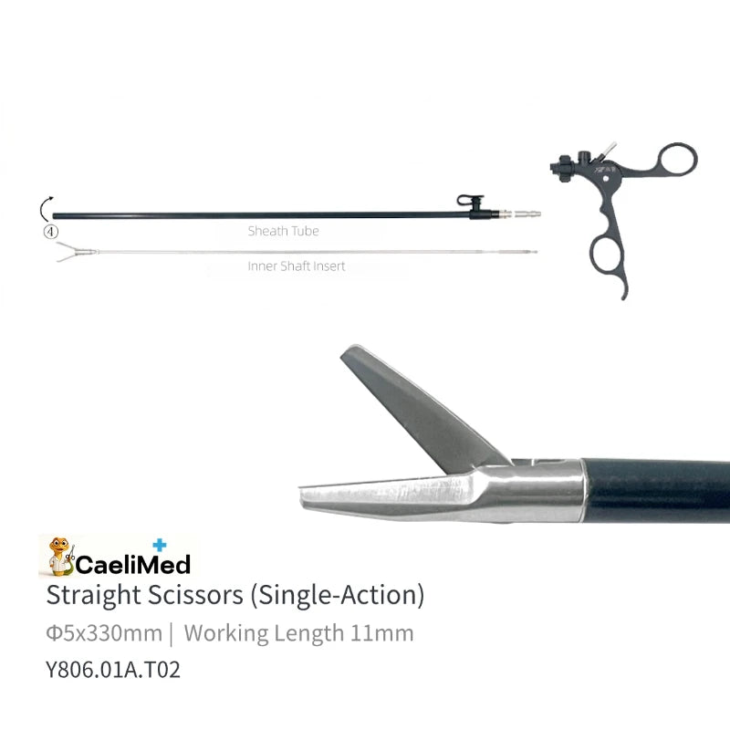 Detachable Laparoscopic Scissors Kit Compatible with Storz Durable Customized Design for Laparoscopic Minimally Invasive Surgery Training Single and Dual Action