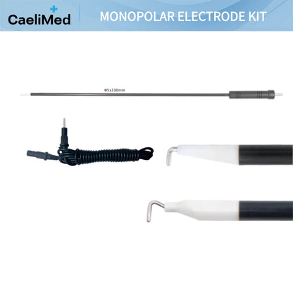 Reusable Laparoscopic L-Hook Monopolar Electrode with Ceramic Tip, 3mm 5mm Pediatric Electrosurgical Hook, Minimally Invasive