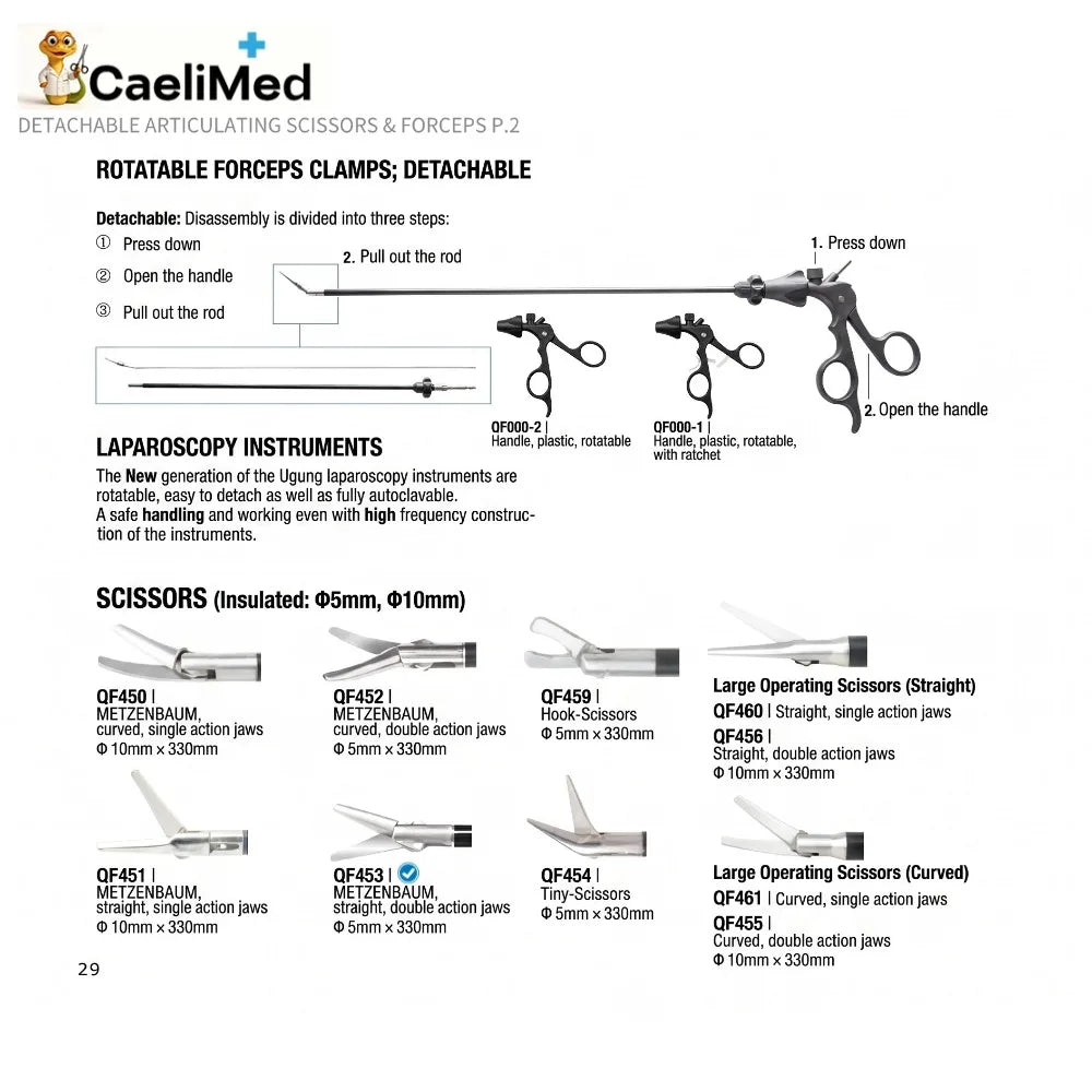 Detachable 360 Articulating Forceps and Scissors, 5mm diameter for General Surgery Practice